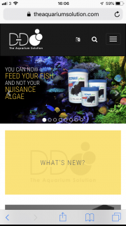 A wonderfully easy to use website on a mobile D&D The Aquarium Solution home page shown on a mobile